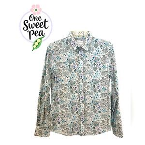 Denim Flower Blue and White Casual Button Down Shirt by Ricky Sighn